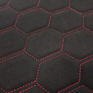 ULTRASUEDE BLACK - HONEYCOMB DESIGN / RED THREAD