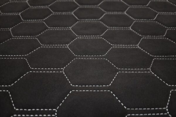 ULTRASUEDE BLACK - HONEYCOMB DESIGN / SILVER THREAD