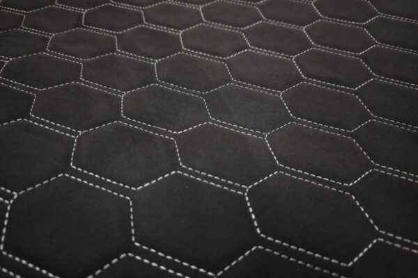 ULTRASUEDE BLACK - HONEYCOMB DESIGN / SILVER THREAD