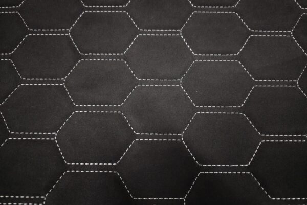 ULTRASUEDE BLACK - HONEYCOMB DESIGN / SILVER THREAD