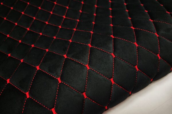 PREMIUM SUEDE ROMBO DESIGN BLACK / RED THREAD