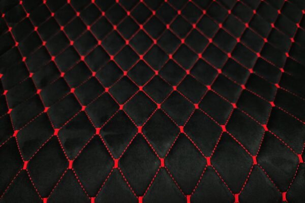 PREMIUM SUEDE ROMBO DESIGN BLACK / RED THREAD