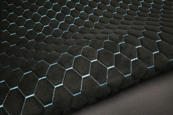 PREMIUM SUEDE DIAMOND DESIGN BLACK / AZURE BLUE THREAD