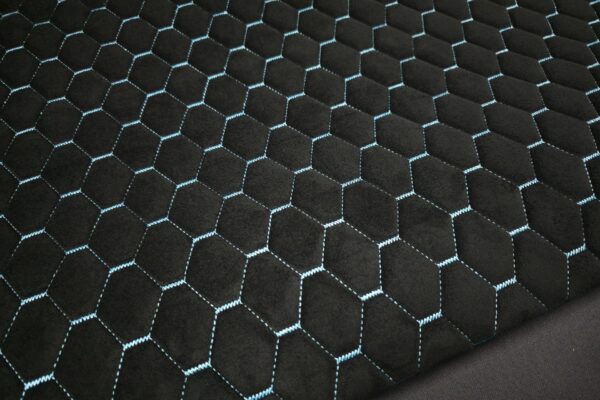 PREMIUM SUEDE DIAMOND DESIGN BLACK / AZURE BLUE THREAD