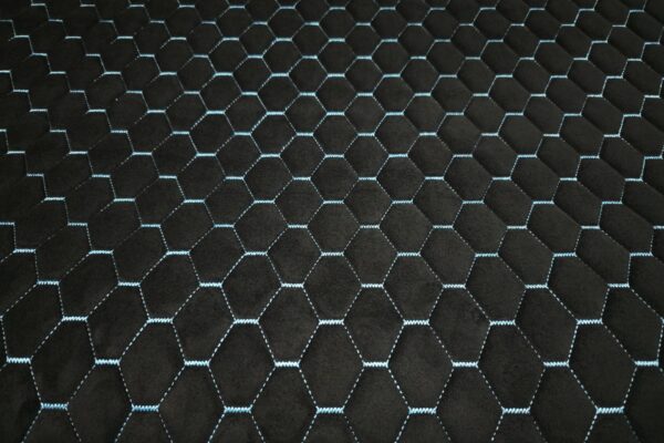 PREMIUM SUEDE DIAMOND DESIGN BLACK / AZURE BLUE THREAD