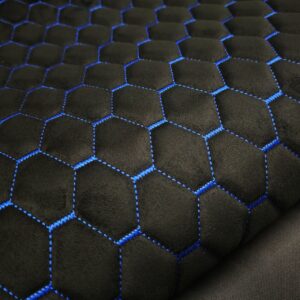 PREMIUM SUEDE DIAMOND DESIGN BLACK / AZURE BLUE THREAD