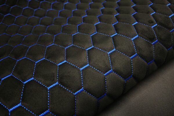 PREMIUM SUEDE DIAMOND DESIGN BLACK / BLUE THREAD