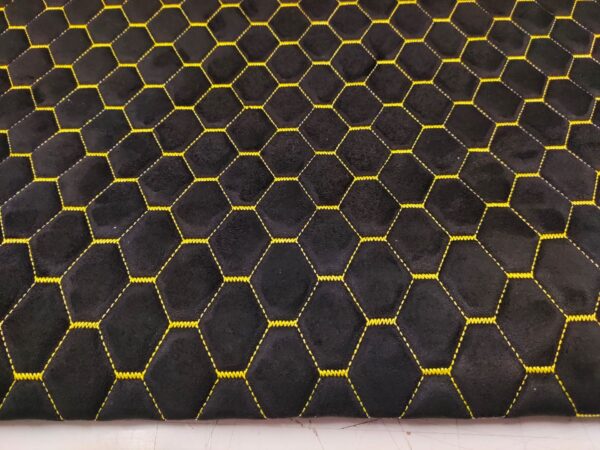 PREMIUM SUEDE - DIAMOND DESIGN BLACK / YELLOW THREAD