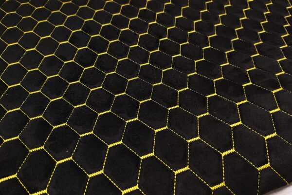 PREMIUM SUEDE DIAMOND DESIGN BLACK / YELLOW THREAD