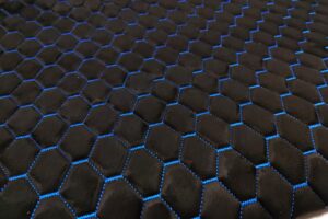 PREMIUM SUEDE DIAMOND DESIGN BLACK / BLUE THREAD