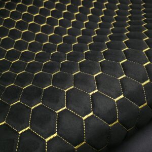 PREMIUM SUEDE DIAMOND DESIGN BLACK / AZURE BLUE THREAD